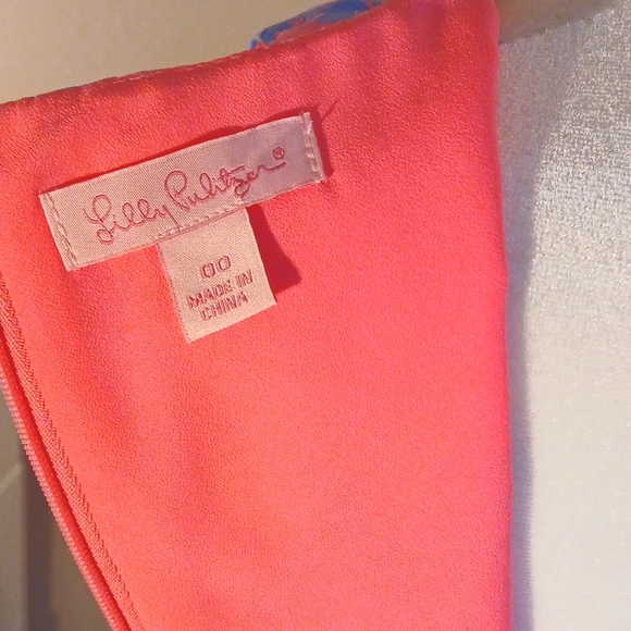 Lilly Pulitzer Pink & Blue Tropical Palm Floral Pattern Sheath Dress Size 00 - Picture 10 of 11